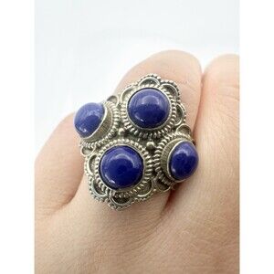 Vintage Silver Plated Lapis Ring Size 6.75